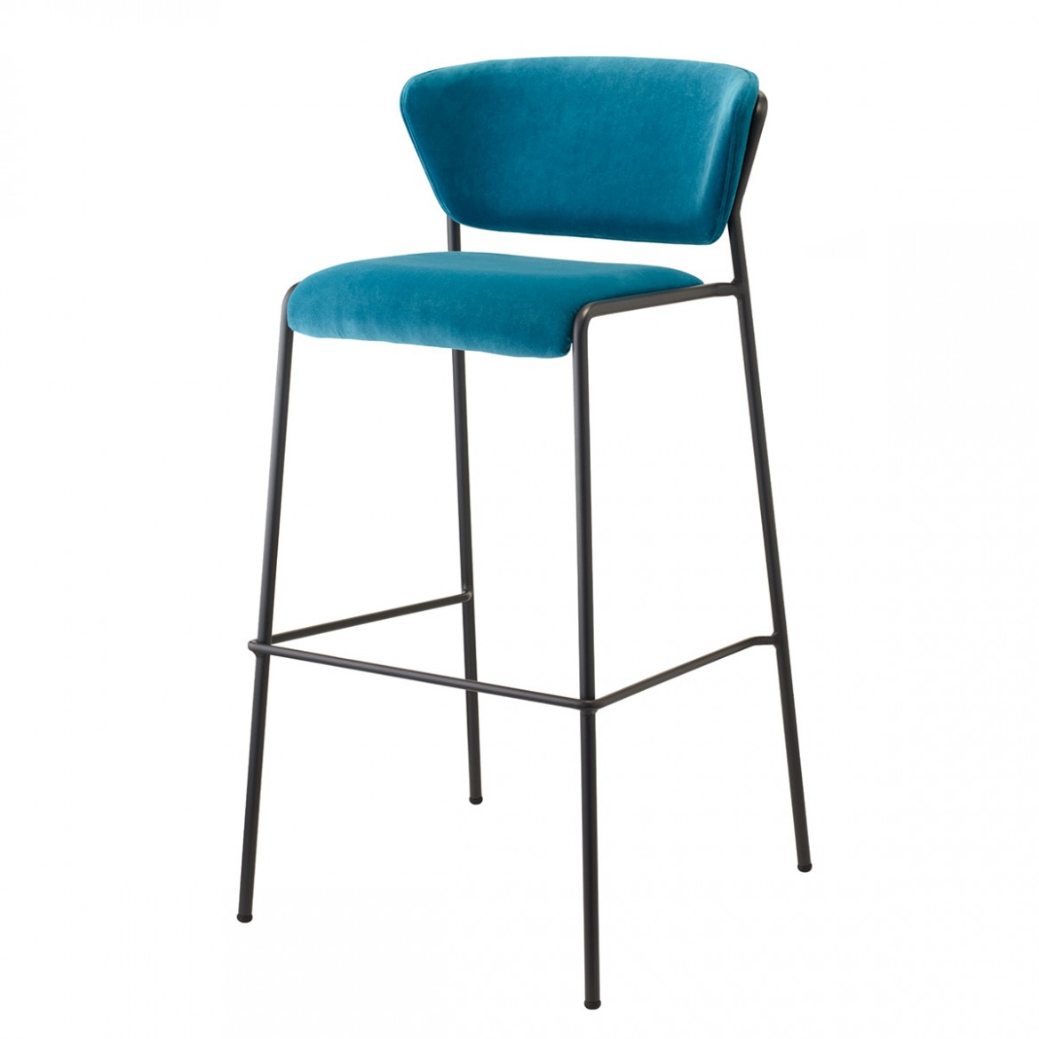σκαμπό καρέκλα Lisa εμπνευσμένο από 50’s - 60’s, με πλάτη, σε χρώμα μπλε